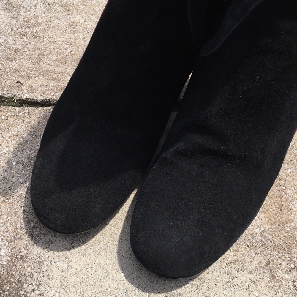 Mila Paoli Tall Black Suede Floral Heel Boots - Picture 3 of 13
